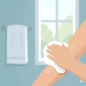An adult discreetly using body wash wipes for adults on their arm, demonstrating easy cleansing.