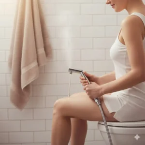 Focusing on the comfort and personalized cleansing achieved by using a handheld bidet sprayer hot and cold for superior hygiene.