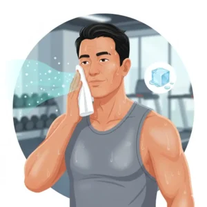 A person enjoying the refreshing, cooling sensation from using body wash wipes for adults after physical activity.