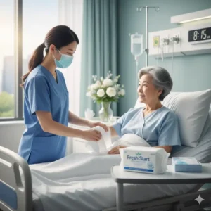 Full body shower wipes provide a convenient and comfortable bathing alternative for bedridden patients.