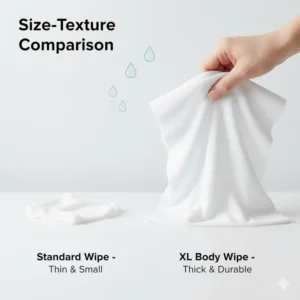 Diagram showing how the wipe effectively removes sweat, dirt, and bacteria responsible for odor, serving as wipes to clean body.