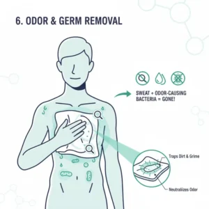 Visual representation of a product infused with moisturizing ingredients like Aloe Vera and Vitamin E as wipes to clean body.