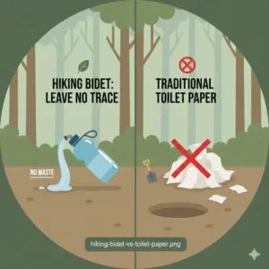 Using a hiking bidet to reduce toilet paper waste and follow Leave No Trace principles.