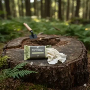 Small, travel-sized package illustrating the usage of the best wipes for backpacking for personal hygiene on the trail.