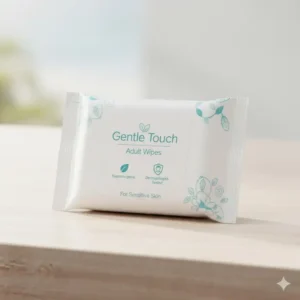 Detailed image of a product label showing the 'Hypoallergenic' certification on one of the best adult wipes for sensitive skin.