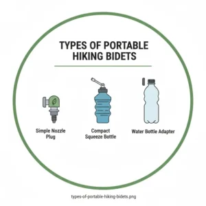Comparison of a squeeze bottle hiking bidet and a portable nozzle insert.
