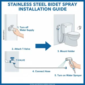 Demonstration of the adjustable water pressure trigger on the stainless steel bidet spray.