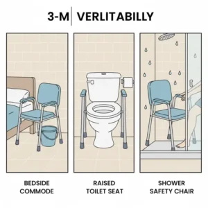 Step-by-step illustration of how to tie and seal toilet waste bags for sanitary disposal.