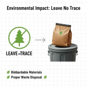 Biodegradable bags being used with a camping bag toilet to protect the environment.