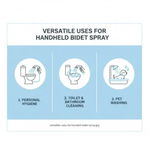 Complete box set showing all components of the stainless steel bidet spray kit.