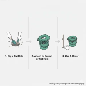 Step-by-step guide on how to install a backpacking toilet seat over a cat hole.