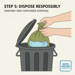 Close-up view of the secure sealing mechanism on emergency toilet bags to prevent leaks and odors.