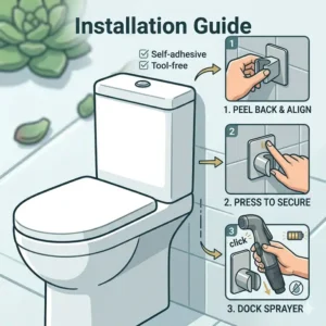 Illustration of the control buttons on a cordless bidet showing high and low water pressure spray modes.