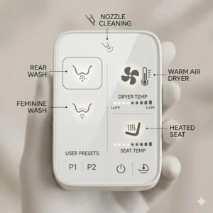 Infographic highlighting how to save paper and protect the environment with a bidet toilet with dryer.