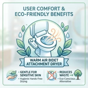 Infographic highlighting the hygiene and skin comfort benefits of using a bidet attachment dryer.