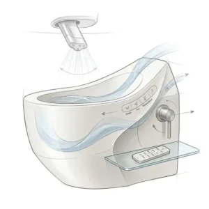A minimalist profile sketch highlighting the sleek curves of a designer bidet artistic modern look.