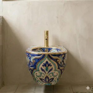 Bold geometric lines defining an avant-garde designer bidet artistic aesthetic.