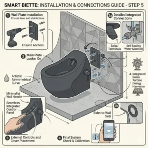 Step-by-step installation guide for a wall-integrated designer bidet artistic modern look.