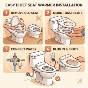 Step-by-step guide for the quick DIY installation of a bidet toilet seat warmer.