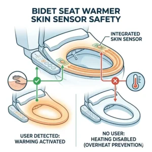 Diagram of the integrated skin sensor for safety on a bidet toilet seat warmer.