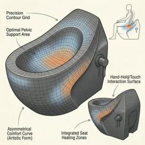 Ergonomic comfort analysis and pressure point map of the designer bidet artistic modern look.