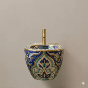 Smart technology integrated into a sleek designer bidet artistic aesthetic.