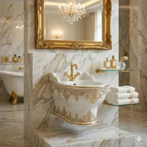 Elegant and ergonomic sculptural form of a unique artistic bidet for exclusive bathrooms.