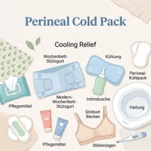 A detailed illustration of a postpartum care recovery device, specifically a perineal cold pack designed for cooling relief.